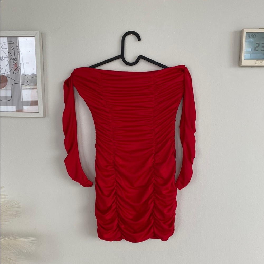 Elegant Red Off-Shoulder Dress